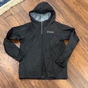 Columbia Black Hooded Windbreaker Jacket with Subtle Logo